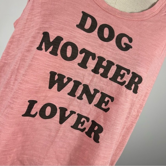 NWT PJ Salvage DOG MOTHER WINE LOVER Pink Graphic Tank Top L - Picture 4 of 11